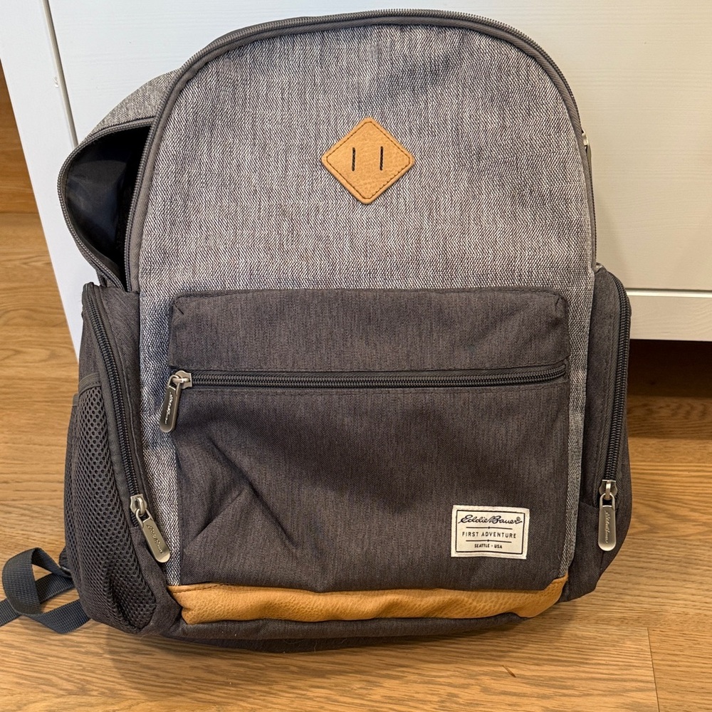 Eddie Bauer Charcoal and Camel Men's Backpack